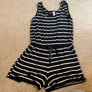 Striped Black and White Women’s Romper Small